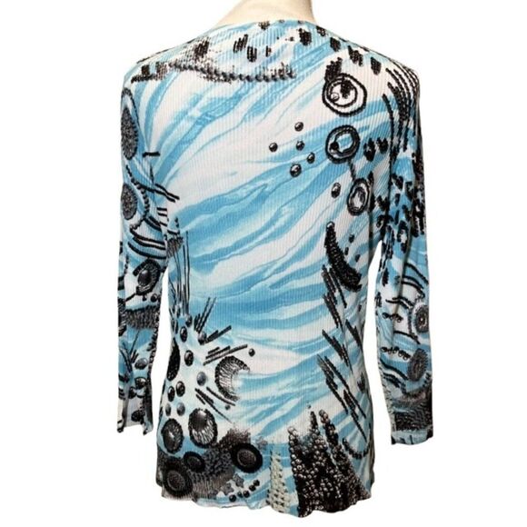 Alison Sheri Long Sleeve Abstract Print Top with Sequin Embellishment Size Large - Picture 5 of 10